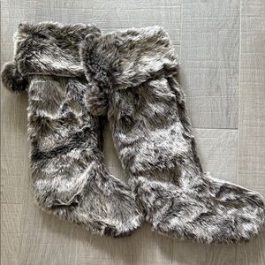 Set of 2 Faux Fur Christmas Stockings